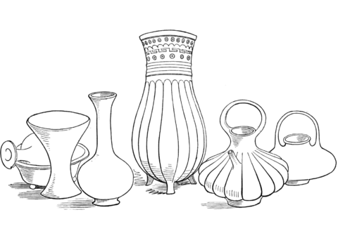 Aztec Ancient Vases And Vessels Coloring Page